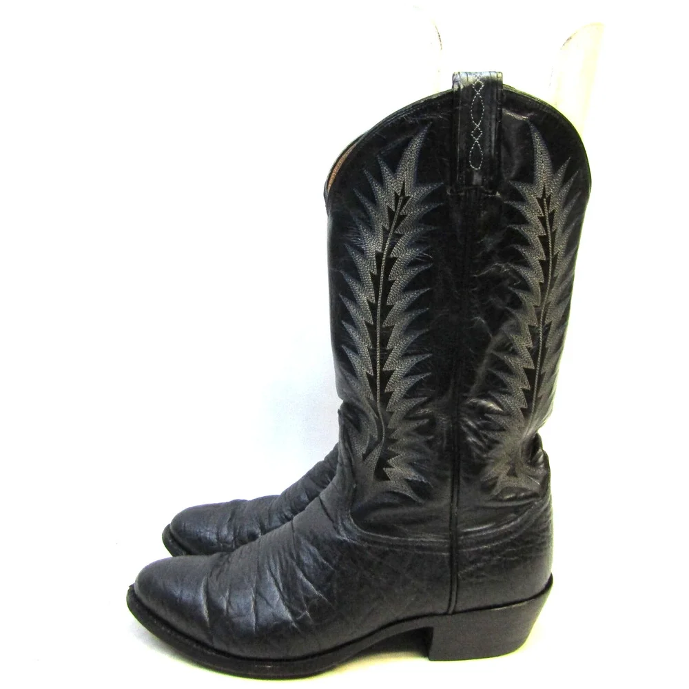 TONY LAMA Mens Size 8.5 EE Black Leather Cowboy Western Boots